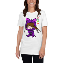 Load image into Gallery viewer, Kawaii Cat Girl with Two Cats Short-Sleeve Unisex T-Shirt white