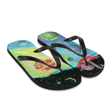 Load image into Gallery viewer, Octopus Fishing for a Spaceship Universe Flip-Flops