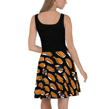 Load image into Gallery viewer, Black with Sushi Pattern Skater Dress