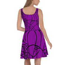 Load image into Gallery viewer, Purple Halloween Spider Web Skater Dress
