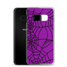 Load image into Gallery viewer, Purple and Black Halloween Spider Web Samsung Phone Case
