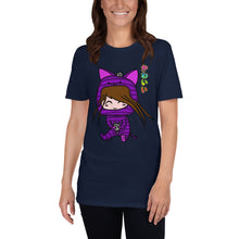 Load image into Gallery viewer, Kawaii Cat Girl with Two Cats Short-Sleeve Unisex T-Shirt navy