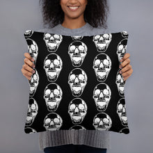 Load image into Gallery viewer, White Skull Goth Black Pillow