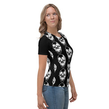 Load image into Gallery viewer, White Skulls Goth Women's Black T-shirt