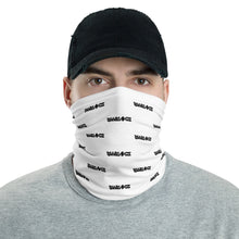 Load image into Gallery viewer, White with Black Lettering Warlock Neck Gaiter Face Mask