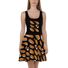 Load image into Gallery viewer, Black with Sushi Pattern Skater Dress