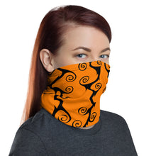 Load image into Gallery viewer, Purple and Orange black Swirls Neck Gaiter Face Mask