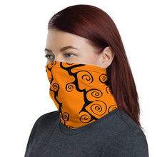 Load image into Gallery viewer, Purple and Orange black Swirls Neck Gaiter Face Mask