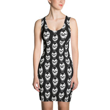 Load image into Gallery viewer, Black Goth Skull Pattern Form Fitting Dress