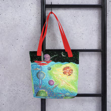 Load image into Gallery viewer, Octopus Fishing for a Spaceship Tote bag