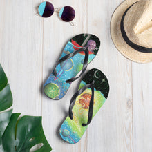 Load image into Gallery viewer, Octopus Fishing for a Spaceship Universe Flip-Flops