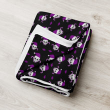 Load image into Gallery viewer, Christmas Skulls and Candy Canes in Black and purple Throw Blanket