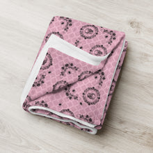 Load image into Gallery viewer, Victorian Skulls and Spiders in Pink and Black Throw Blanket