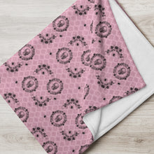 Load image into Gallery viewer, Victorian Skulls and Spiders in Pink and Black Throw Blanket