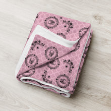 Load image into Gallery viewer, Victorian Skulls and Spiders in Pink and Black Throw Blanket