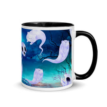 Load image into Gallery viewer, Ghost Cats Halloween Coffee Mug with Color Inside