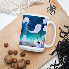 Load image into Gallery viewer, Ghost Cats Halloween White glossy coffee mug