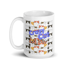 Load image into Gallery viewer, Cute Crazy Cat Lady White glossy Coffee mug