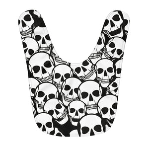 Black and White Skulls Everywhere Fleece Baby Bib
