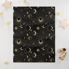 Load image into Gallery viewer, Black and Gold Mystic Night Soft Fleece Baby Blanket
