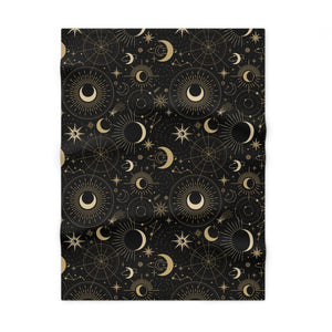 Black and Gold Mystic Night Soft Fleece Baby Blanket
