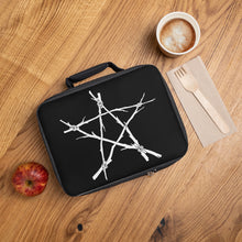 Load image into Gallery viewer, Black and White Witchy Pentagram Lunch Bag
