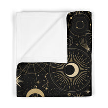 Load image into Gallery viewer, Black and Gold Mystic Night Soft Fleece Baby Blanket

