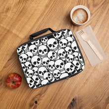 Load image into Gallery viewer, Black and White Skulls Everywhere Lunch Bag

