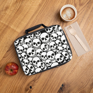 Black and White Skulls Everywhere Lunch Bag