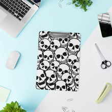 Load image into Gallery viewer, Black and White Skulls Everywhere Clipboard
