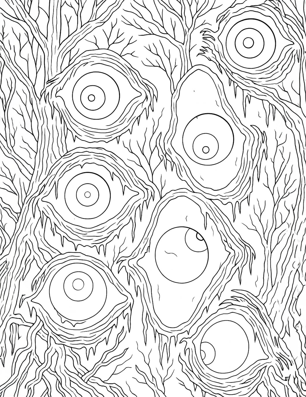 Free Printable Coloring Page Creepy Eyeballs Everywhere