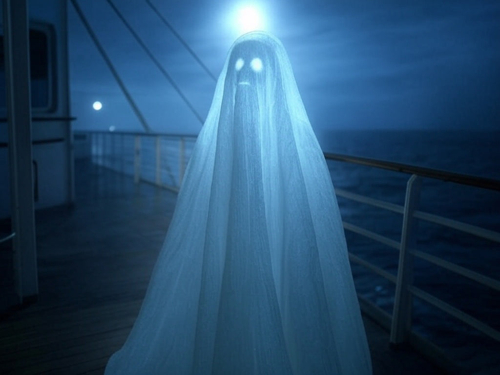 Ghost on the deck of a cruise ship Stock photo