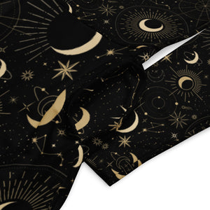 Mystic Night All-over print long sleeve midi dress: Embrace the Enchanting Elegance of the Shadows! 👻🌑