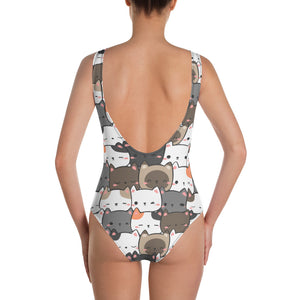 Cute Cats Closeup One-Piece Swimsuit