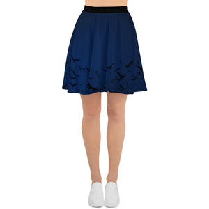 Bats Flying at Night Skater Skirt