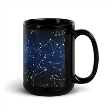 Load image into Gallery viewer, Galaxy Night Sky Black Glossy Coffee Mug
