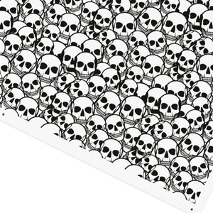 🖤🌸 Covered in Skulls Recycled Polyester Fabric for Sewing: Unleash Your Creativity with Sustainable Style! 🌸🖤