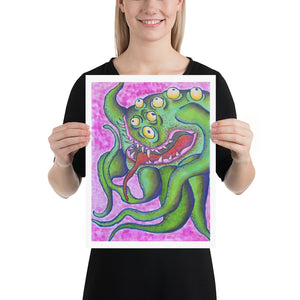 Many Eyed Monster Creepy Art Print Poster