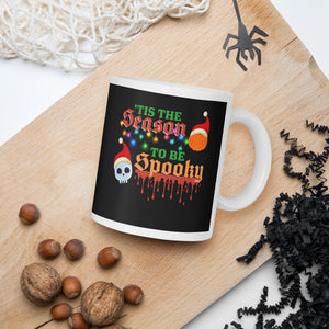 Tis The Season To Be Spooky Black and White glossy Coffee mug