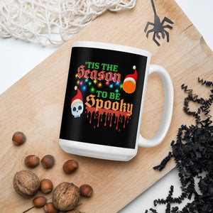 Tis The Season To Be Spooky Black and White glossy Coffee mug