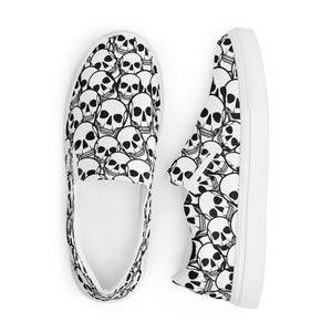 Covered in Skulls Women’s slip-on canvas shoes: Embrace Sinister Style and Comfort! 👻👟