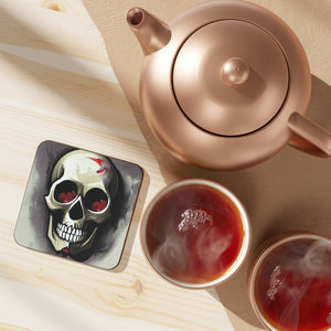 Skull with Red Eyes Hardboard Back Coaster for coffee mugs and glasses
