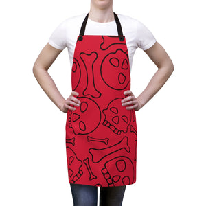 Red Skulls and Bones Apron For Cooking or Art