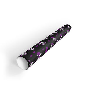 Christmas Skulls and Candy Canes black and purple Gift Wrapping Paper Rolls, 1pc