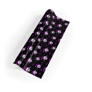 Christmas Skulls and Candy Canes black and purple Gift Wrapping Paper Rolls, 1pc