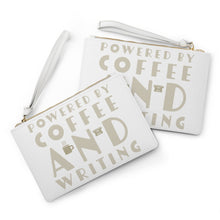 Load image into Gallery viewer, Powered by Coffee and Writing Clutch Bag Gift For Authors and Writers
