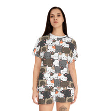 Load image into Gallery viewer, Cute Cats Closeup Women&#39;s Short Pajama Set (AOP)
