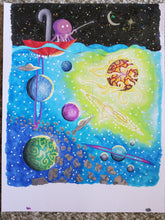 Load image into Gallery viewer, Octopus Fishing For a Spaceship Printable Adult Coloring Page: Dive into the Dark Depths of Imagination with this Printable Adult Coloring Page! 🖌️🎨
