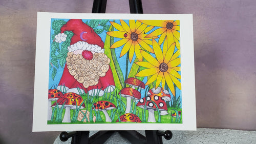 Garden Gnome Signed Print Artwork by The Spooky Cat Lady
