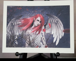 Red Angel Gothic Art Print Signed by Artist